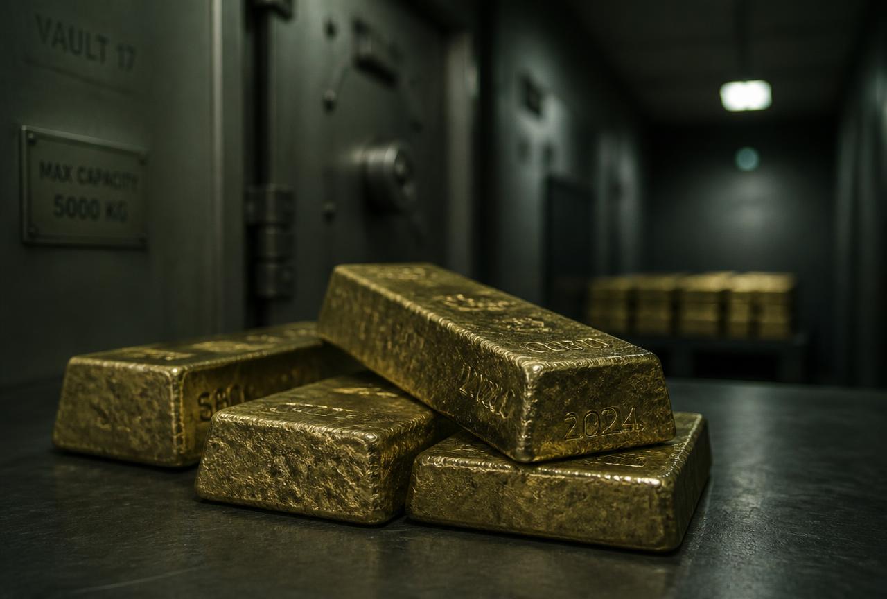 Gold doré bars held in a secure facility
